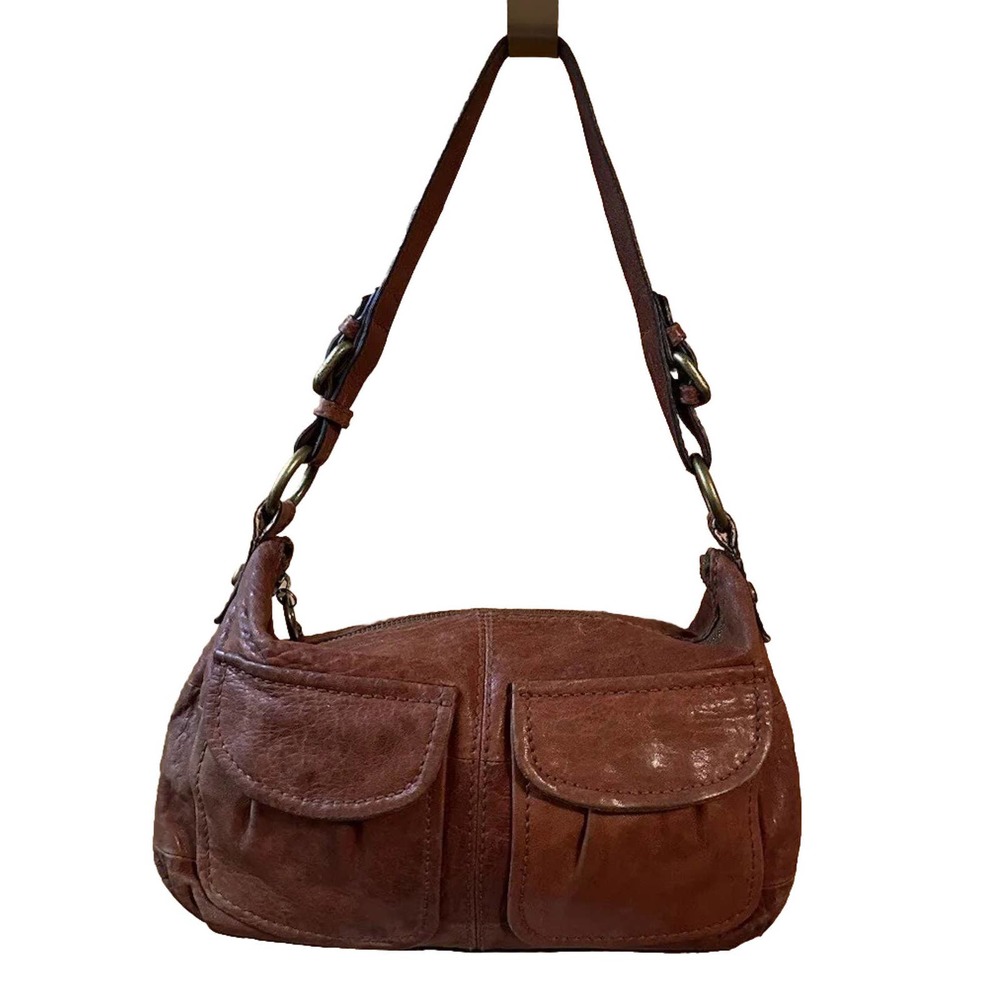 FOSSIL Shoulder/Hobo Bag Long Live Collection Distressed Brown Leather Preloved